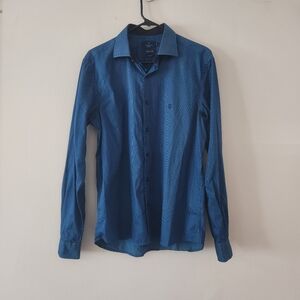 Individual premium blue dress shirt button up mens size medium slim fit career